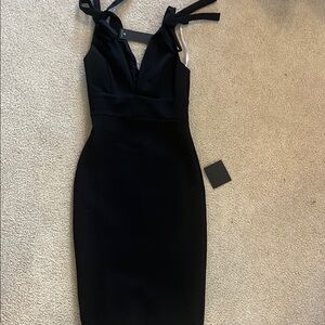 Lulu's Black Sleeveless V-Neck Bodycon Dress
